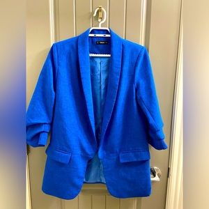 Blue, Blazer, XS, longer length, detailed 3/4 sleeves. Shein brand.